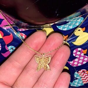 🤩 3/💲10 Gold Vintage Butterfly Short Necklace